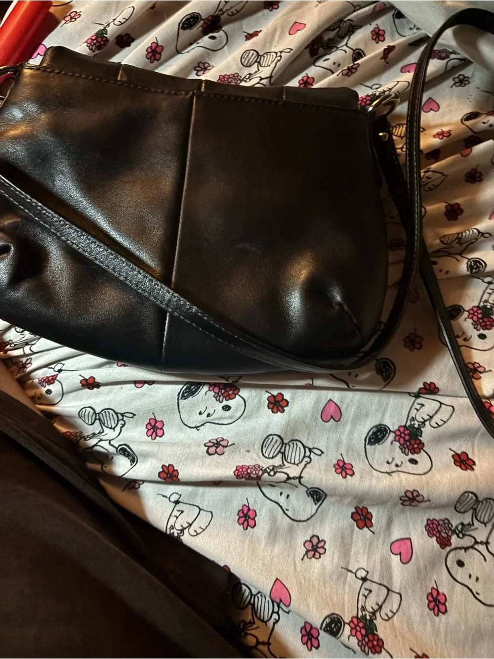 Coach Classic Black Leather Crossbody Bag with Buckle Detail 9x7 1/3